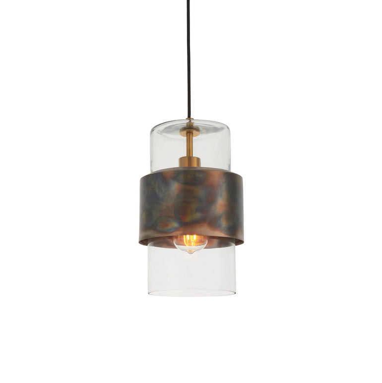 Aery Metal Pendant Light with Glass Vase Shade
