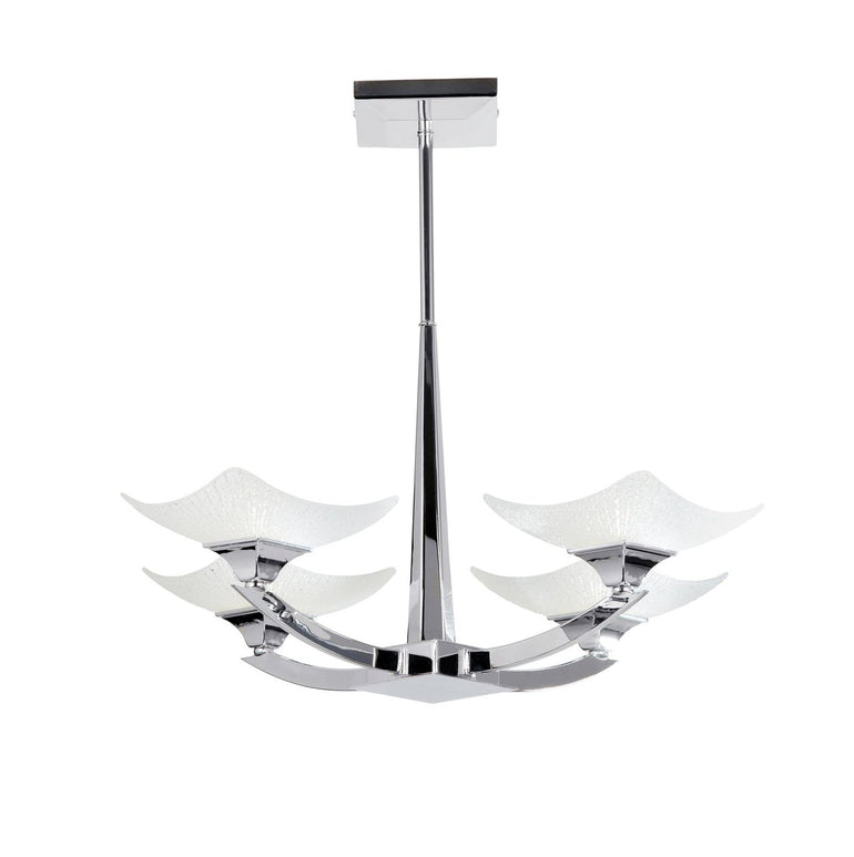 Valiant Ceiling Lamp - Polished Chrome - Scavo Effect Glass Shades