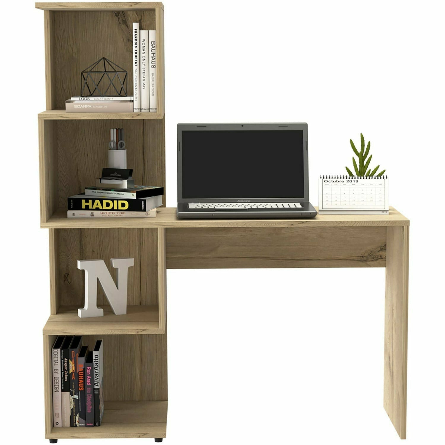 Brooklyn Desk With Tall Shelving Unit Right Side