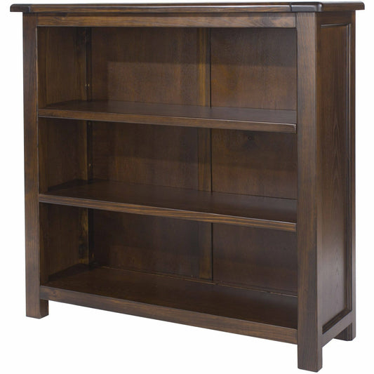 Boston Dark Oak Finished Low Bookcase With 3 Open Shelves