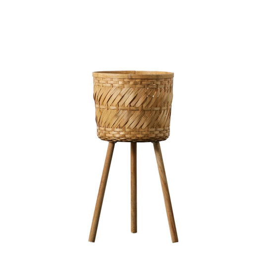 Bamboo Basket Planter - Handmade - Quality Fir Wood Legs