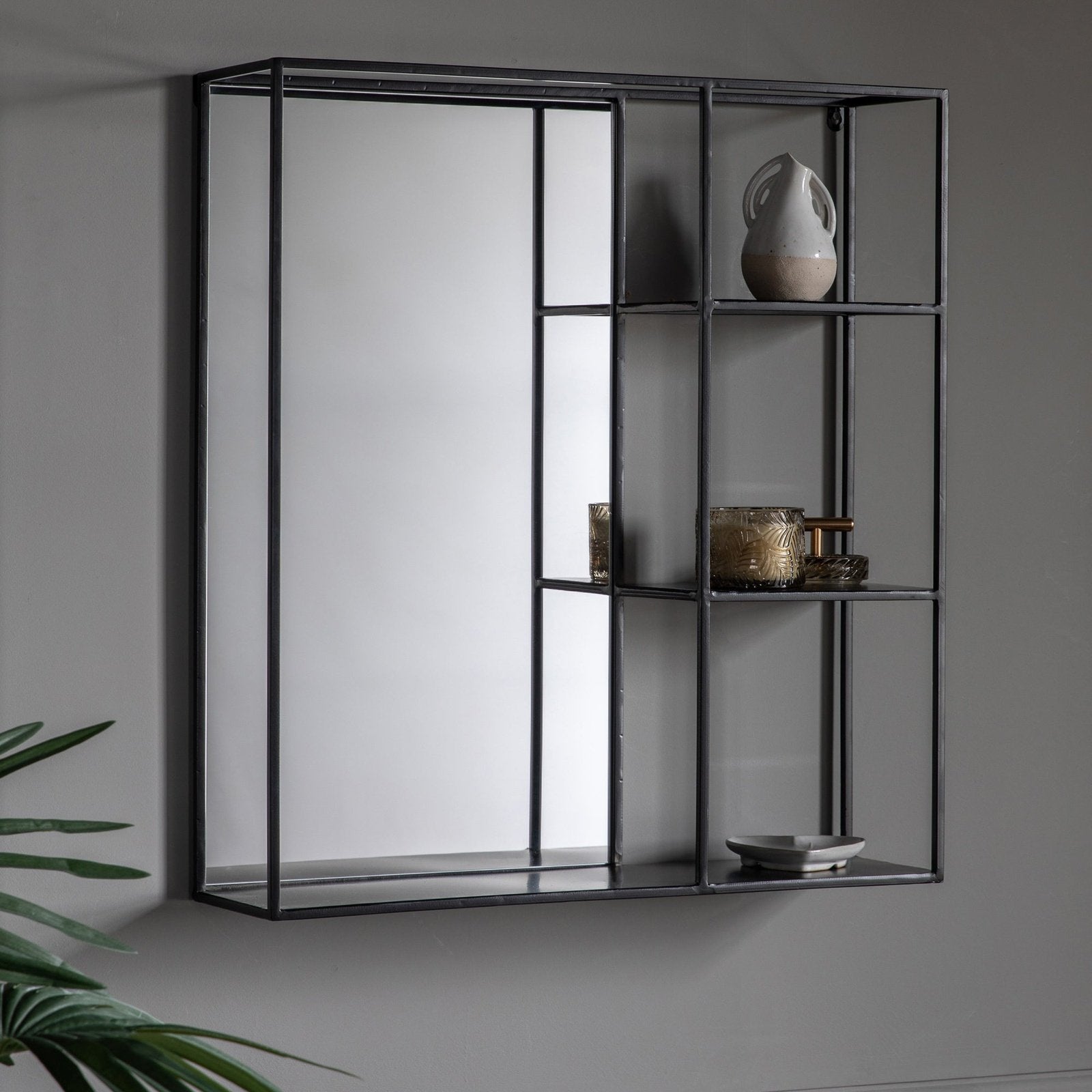 Aura 3-Tier Mirror Shelf in Black