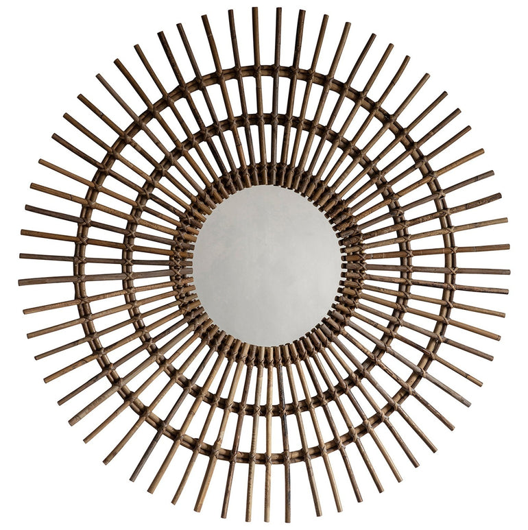 Sunburst Rattan Wood Mirror Bohemian Inspired Design