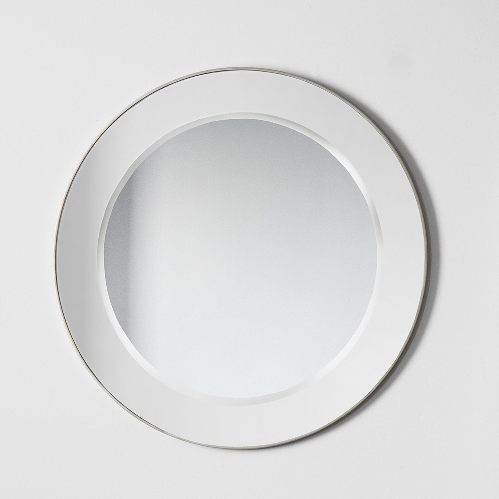 Brimio Silver Round Mirror 82.5 x 82.5cm - Shallow Angled Frame