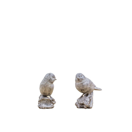 Hand Decorated Birdies Perched Set of 2