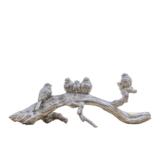 Birdies on a Branch - Grey - Stone Effect Polyresin - Hand Decorated