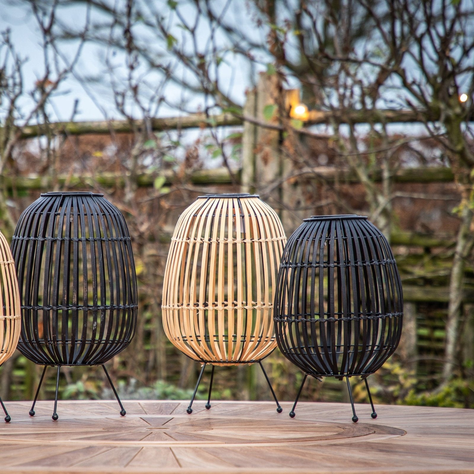 Folklore Solar LED Lantern - Handmade Bamboo Lantern - Ambient Garden Lighting