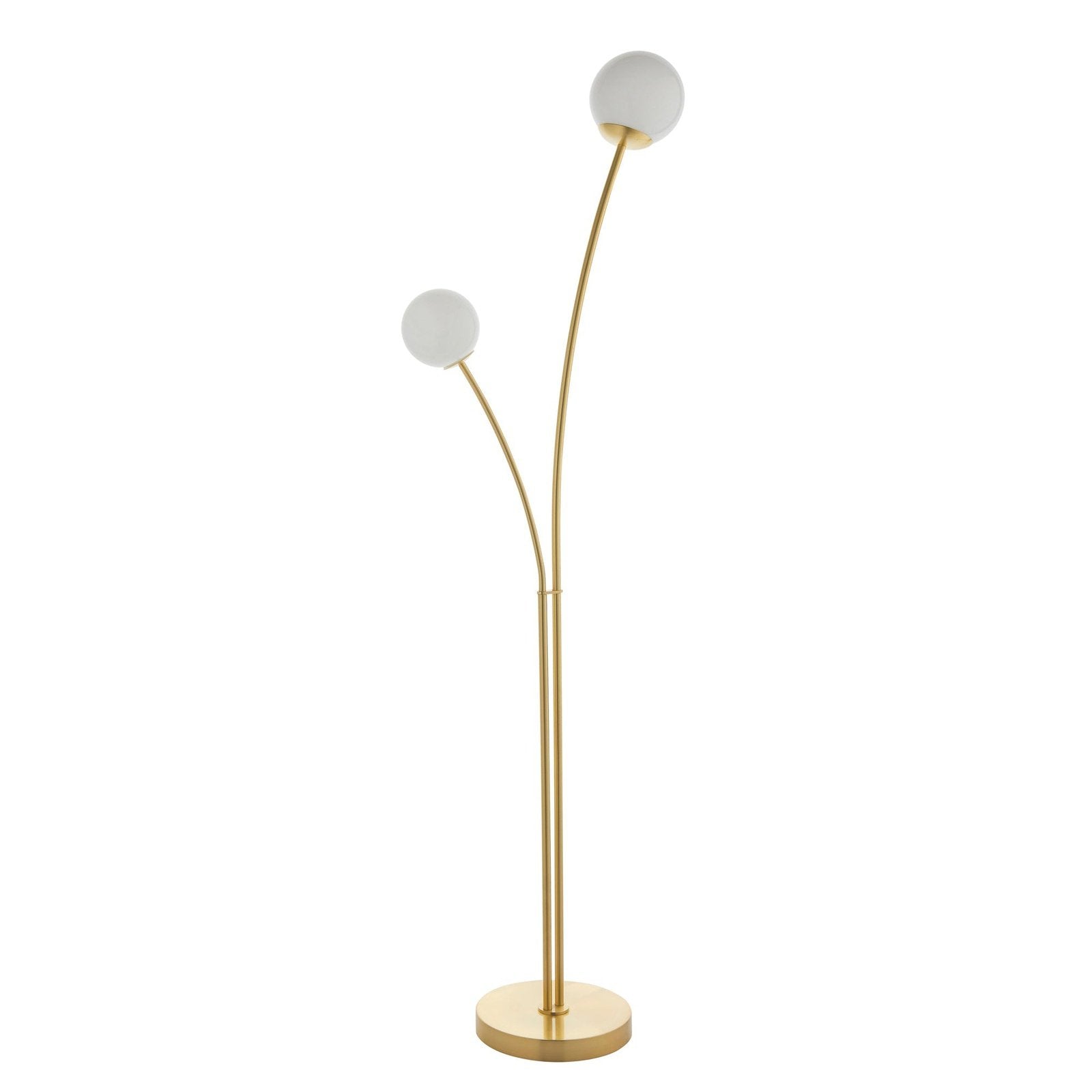 Spring Awakening Floor Lamp - 2 LED Lights - Brushed Brass & Gloss White Glass