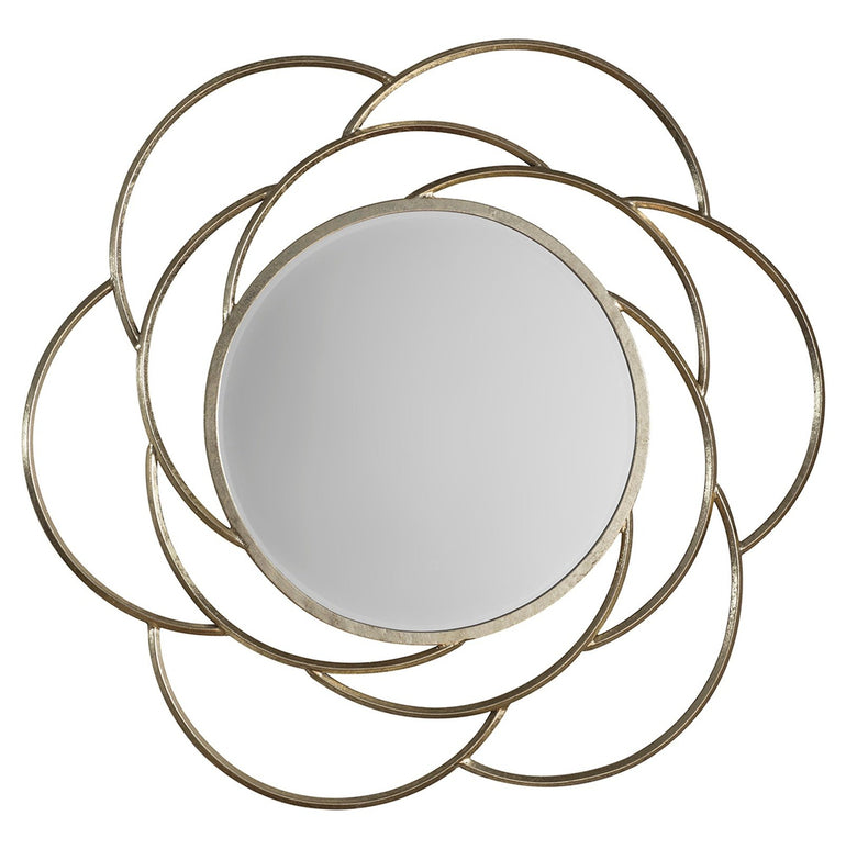Spring Awakening Mirror 91 x 91cm - Blooming Bevelled Statement Mirror - Champagne Gold Iron Frame