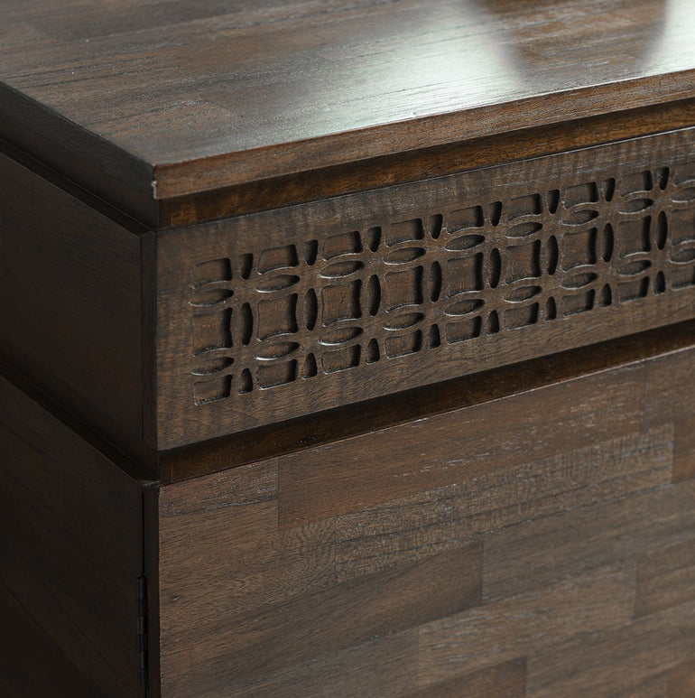 Boho Boutique 3 Door 2 Drawer Sideboard - Ethnic Design Detail - Mixed Timber Veneers