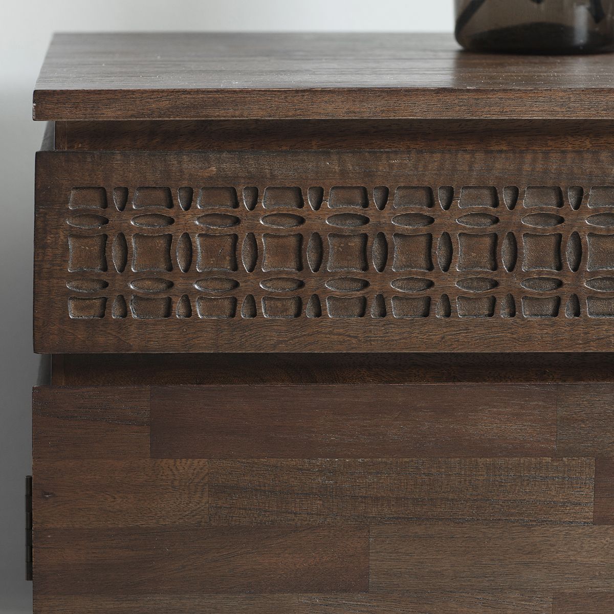 Boho Boutique 3 Door 2 Drawer Sideboard - Ethnic Design Detail - Mixed Timber Veneers