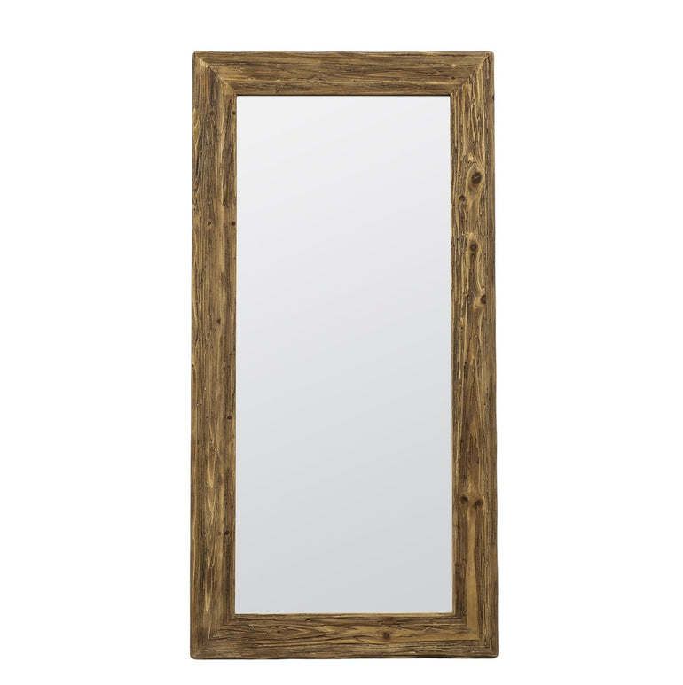 Malok Firwood Tall Leaner Mirror 80 x 160cm - Natural Wood Effect Rectangle Frame - Rustic Boho Style