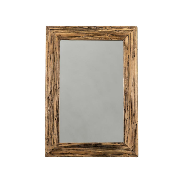 Malok Firwood Rectangle Mirror 60 x 90cm - Natural Wood Effect Frame - Rustic Boho Style