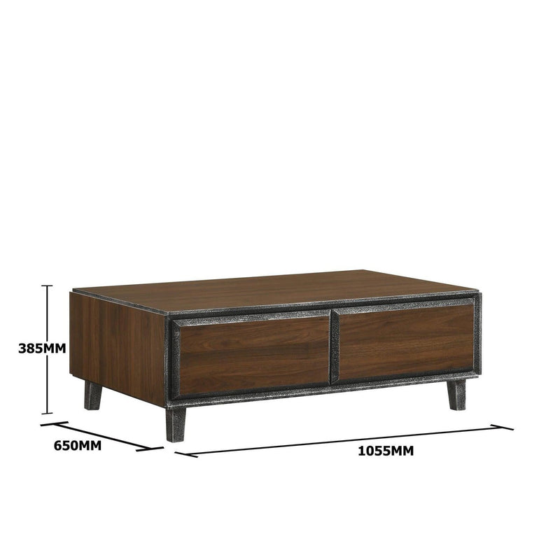 Bretton Walnut Coffee Table with 2 Drawers