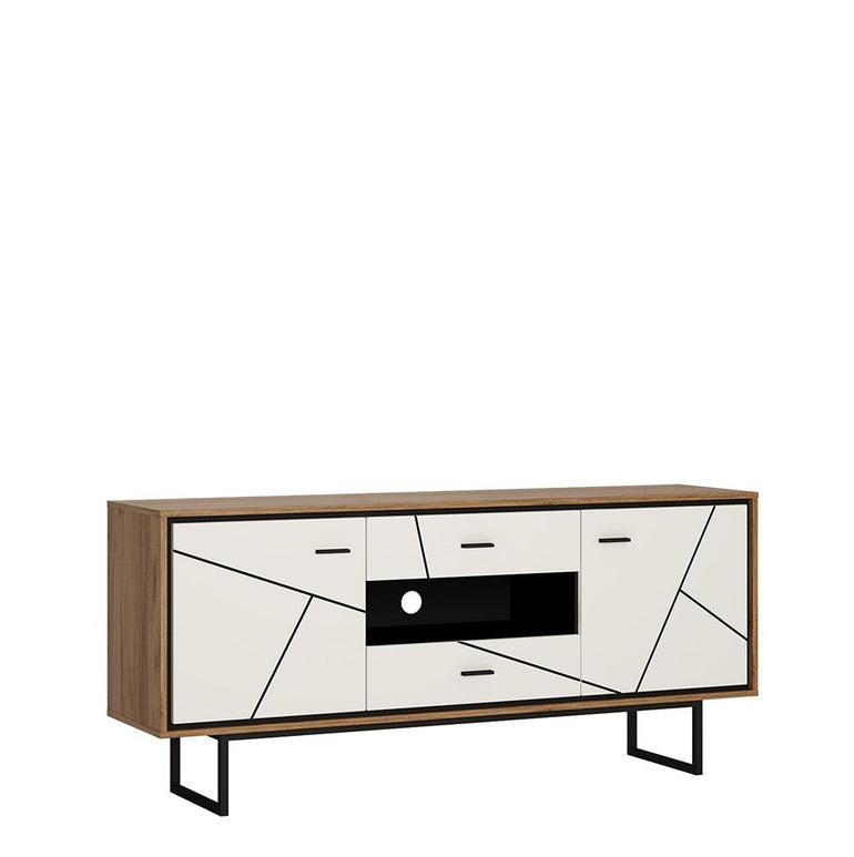 Brolo 2 Door 2 Drawer TV Unit in Walnut and White