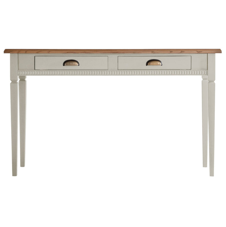 Sicily 2 Drawer Desk - Oak & Mahogany Veneer - Acacia Wood