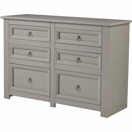 Corona Compact 3+3 drawer wide chest with glass top