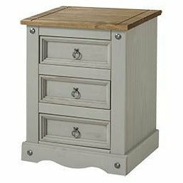 Corona Grey 3 drawer bedside cabinet