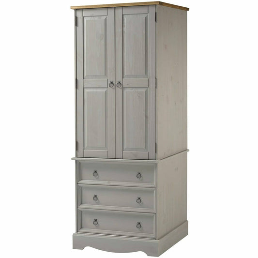 Corona Grey 2 door, 3 drawer wardrobe