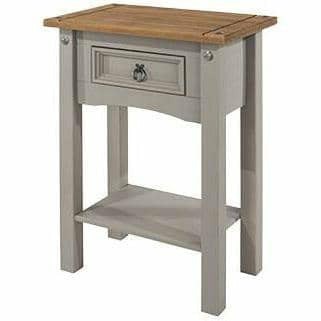 Corona Grey 1 drawer hall table with shelf non dovetail drawer