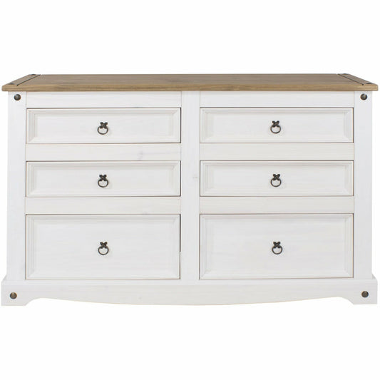 Corona White 3+3 drawer wide chest