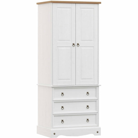 Corona White 2 door, 3 drawer wardrobe