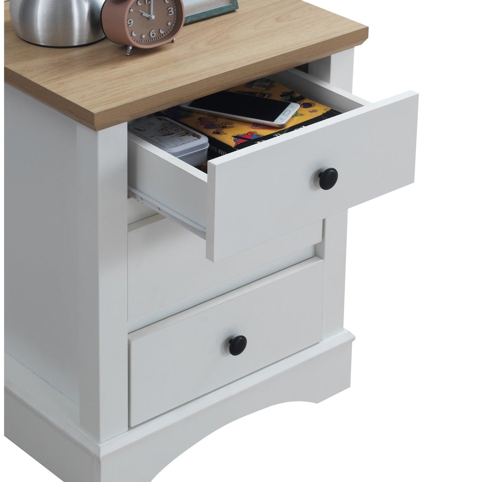 Carden British Country Style Nightstand with 3 Drawers
