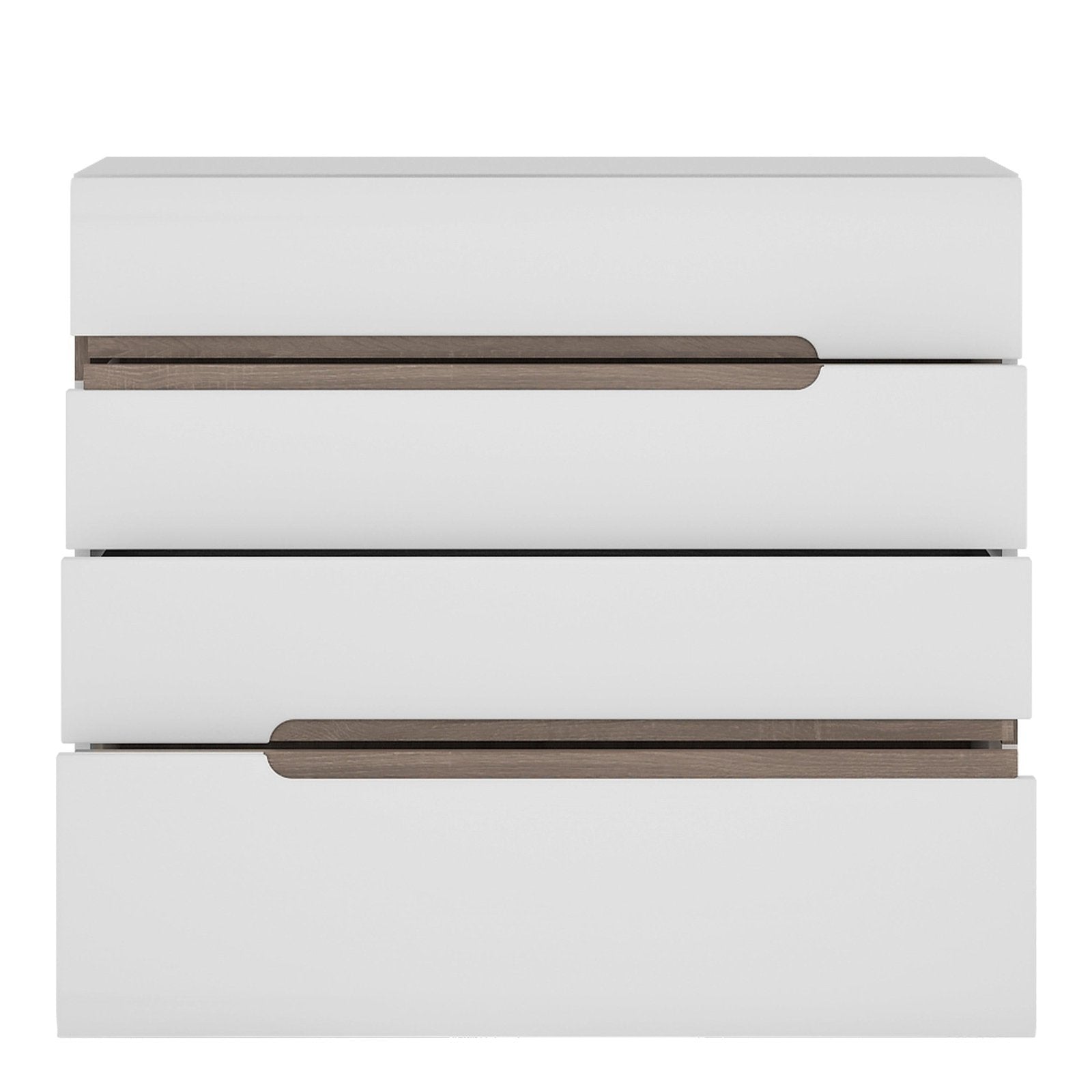 Chelsea 4 Drawer Chest in White with Oak Trim