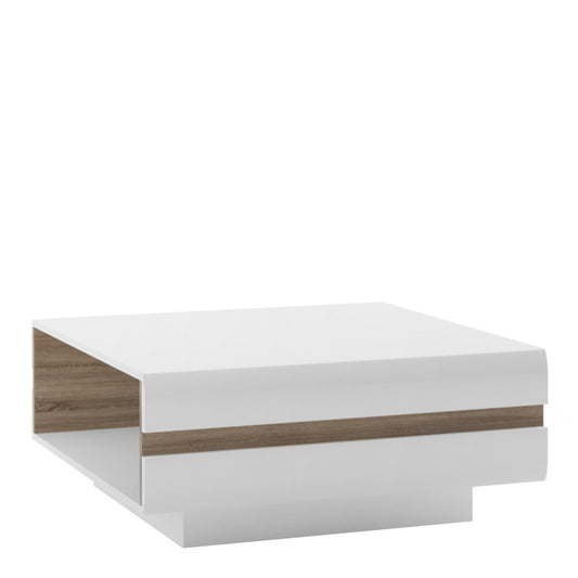 Chelsea Large Designer Coffee Table in White with Oak Trim