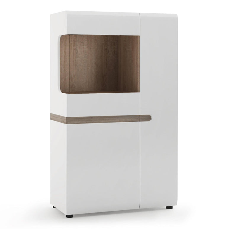 Chelsea Low Display Cabinet in White with Oak Trim