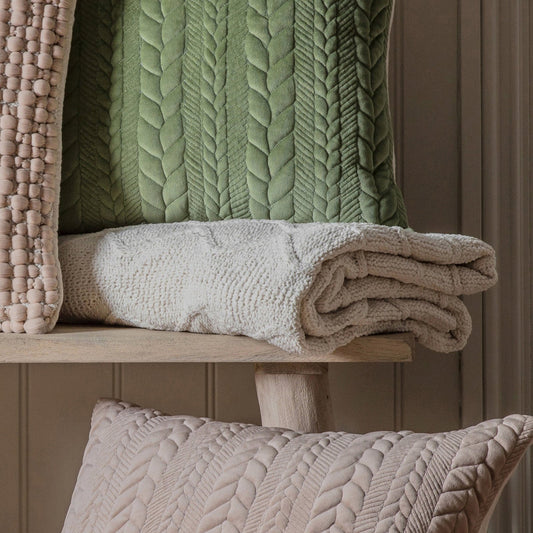 Chenille Knit Cable Throw