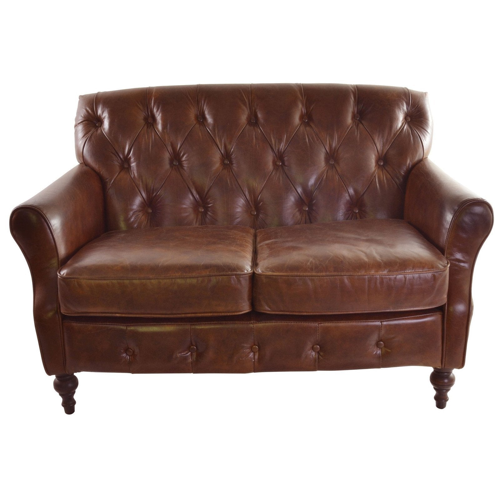 Classic Chesterfield Style Buttoned Back Sofa - Vintage Leather