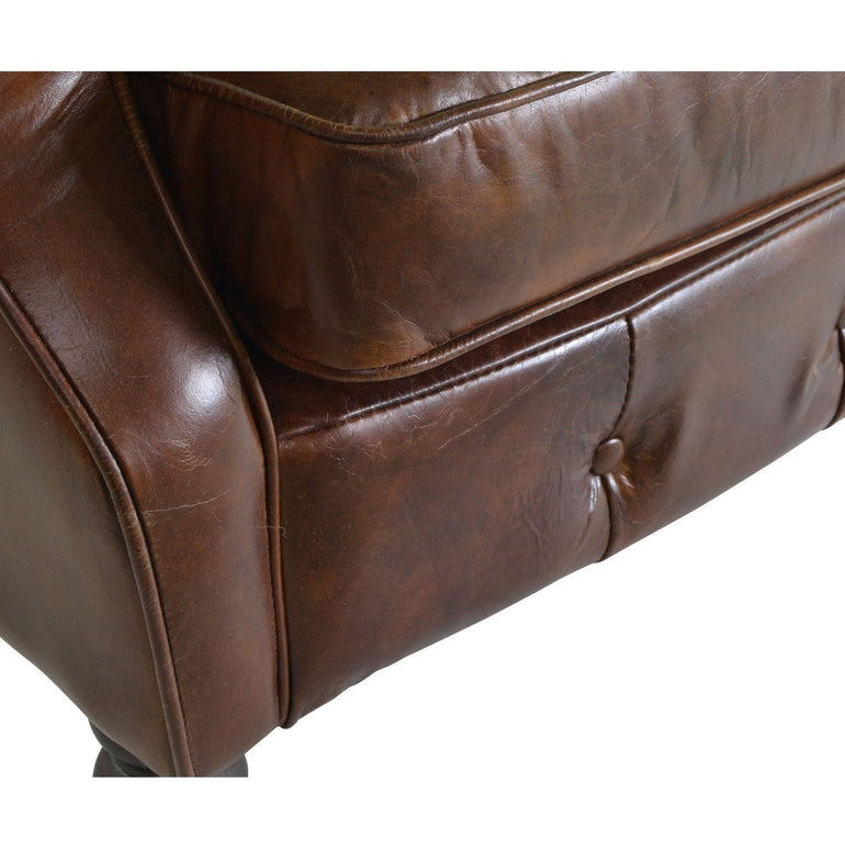 Classic Chesterfield Style Buttoned Back Sofa - Vintage Leather