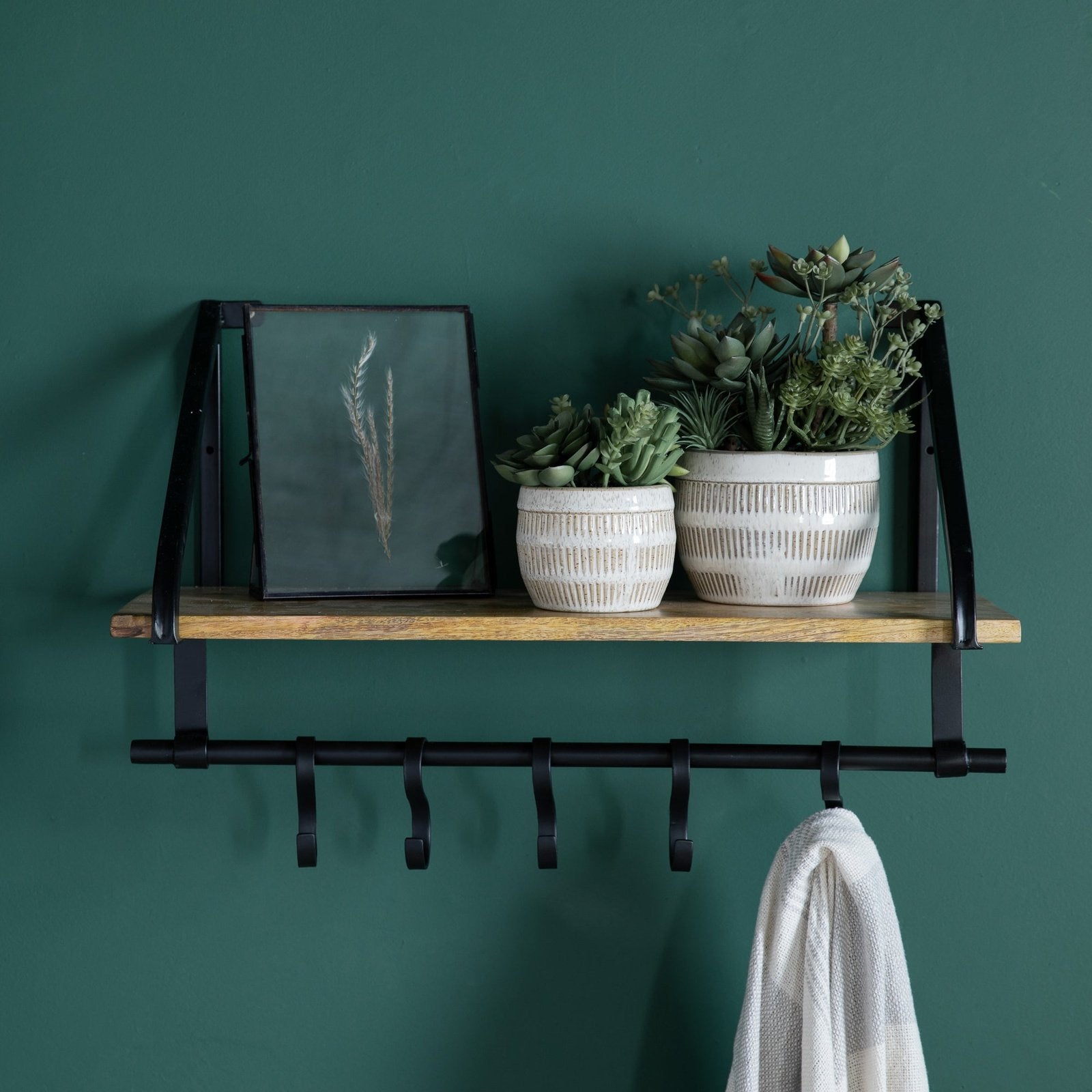 Clovelly Wall Shelf with Hooks