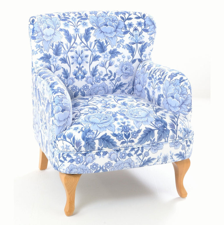 Cromarty Portland Armchair - Blue Floral Velvet