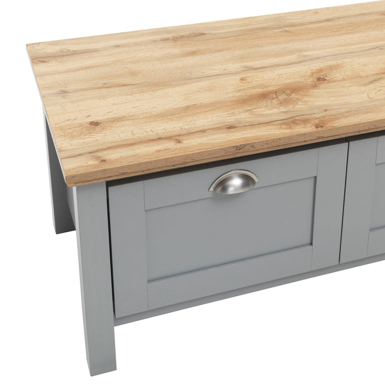 Eaton Coffee Table with 4 Doors Grey with Oak Effect Top