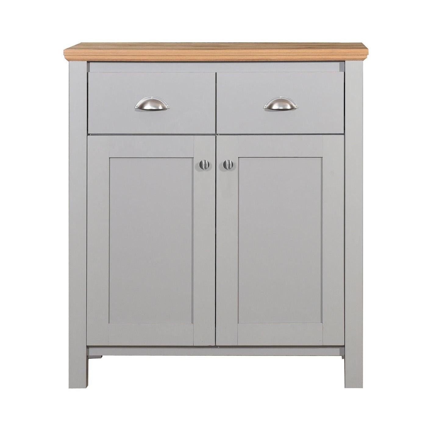 Eaton Compact Sideboard 2 Doors & 2 Drawers Grey with Oak Effect Top