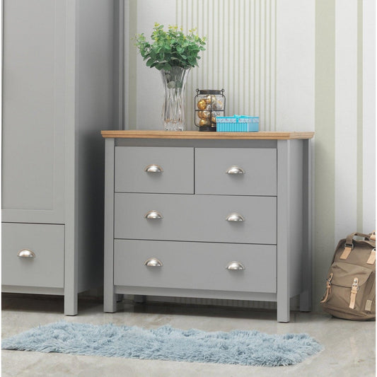 Eaton 2+2 Drawer Chest Grey with Oak Effect Top
