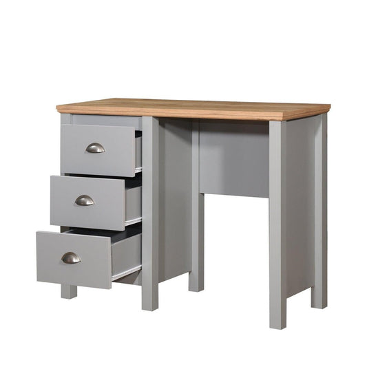 Eaton 3 Drawer Dressing Table Grey with Oak Effect Top