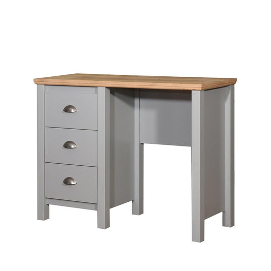 Eaton 3 Drawer Dressing Table Grey with Oak Effect Top