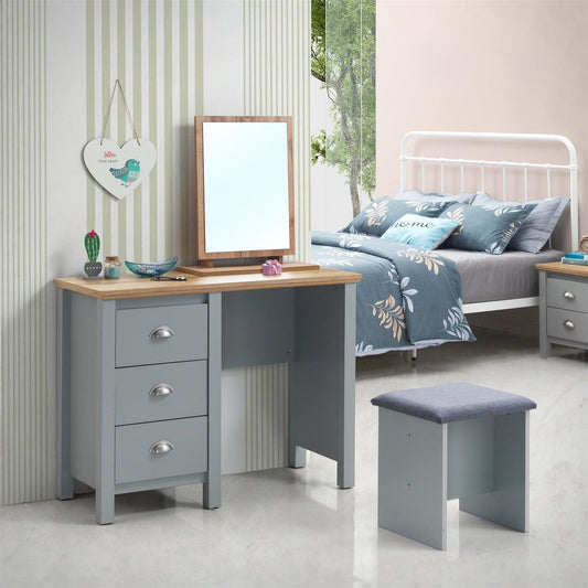 Eaton 3 Drawer Dressing Table Set with Mirror and Stool