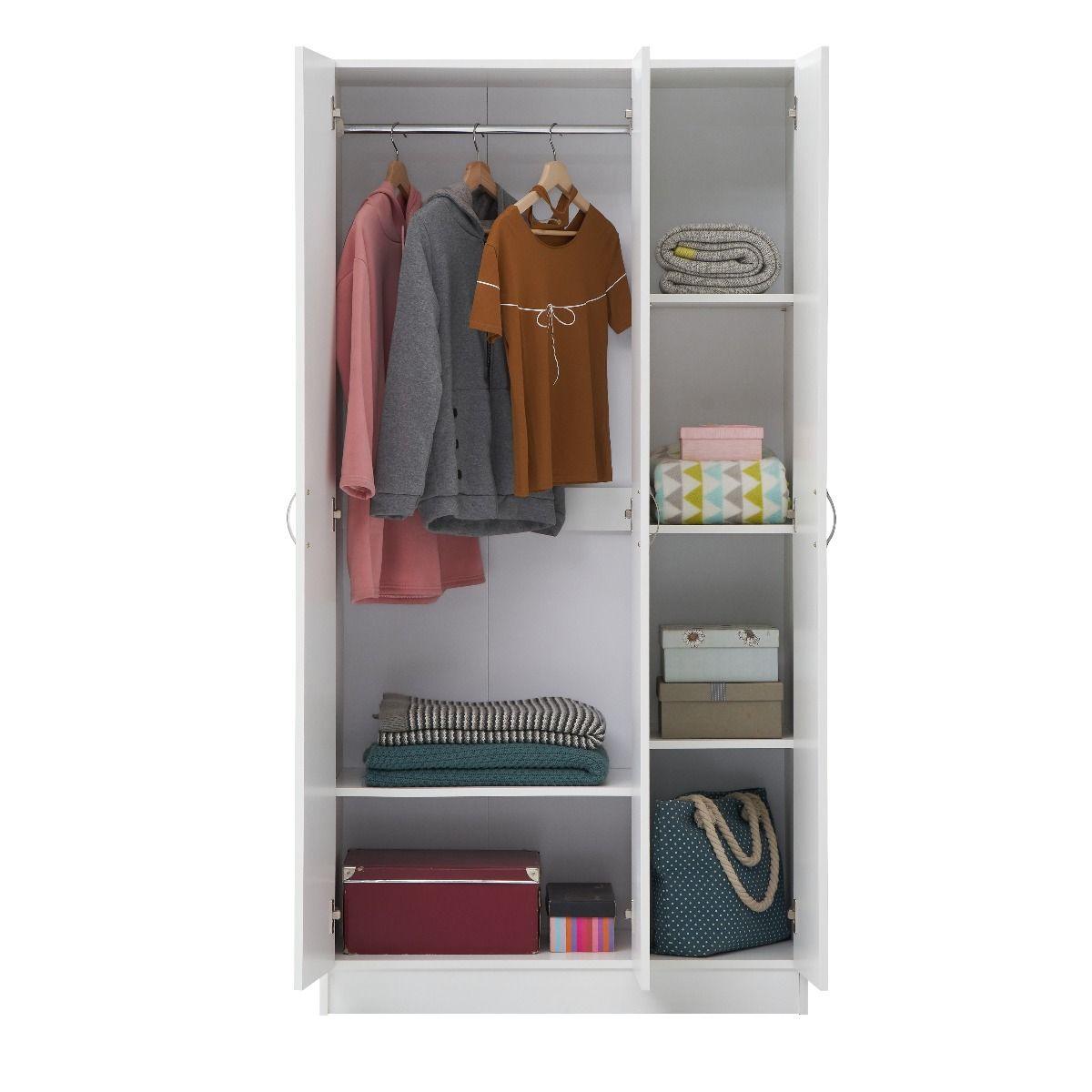Essentials 3 Door Double Wardrobe with Hanging Rail