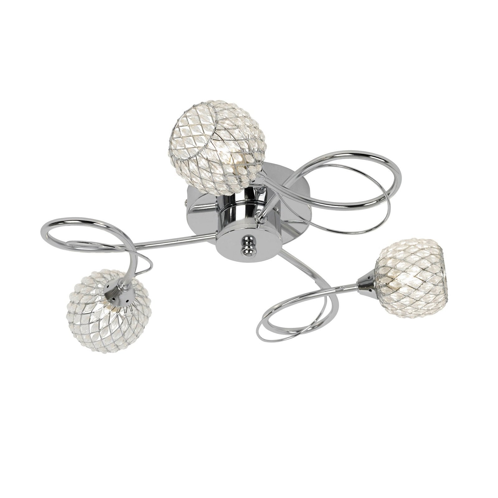 Fiora Ceiling Lamp - Flush Ceiling Fitting- Mesh and Clear Bead Shades - Dimmable