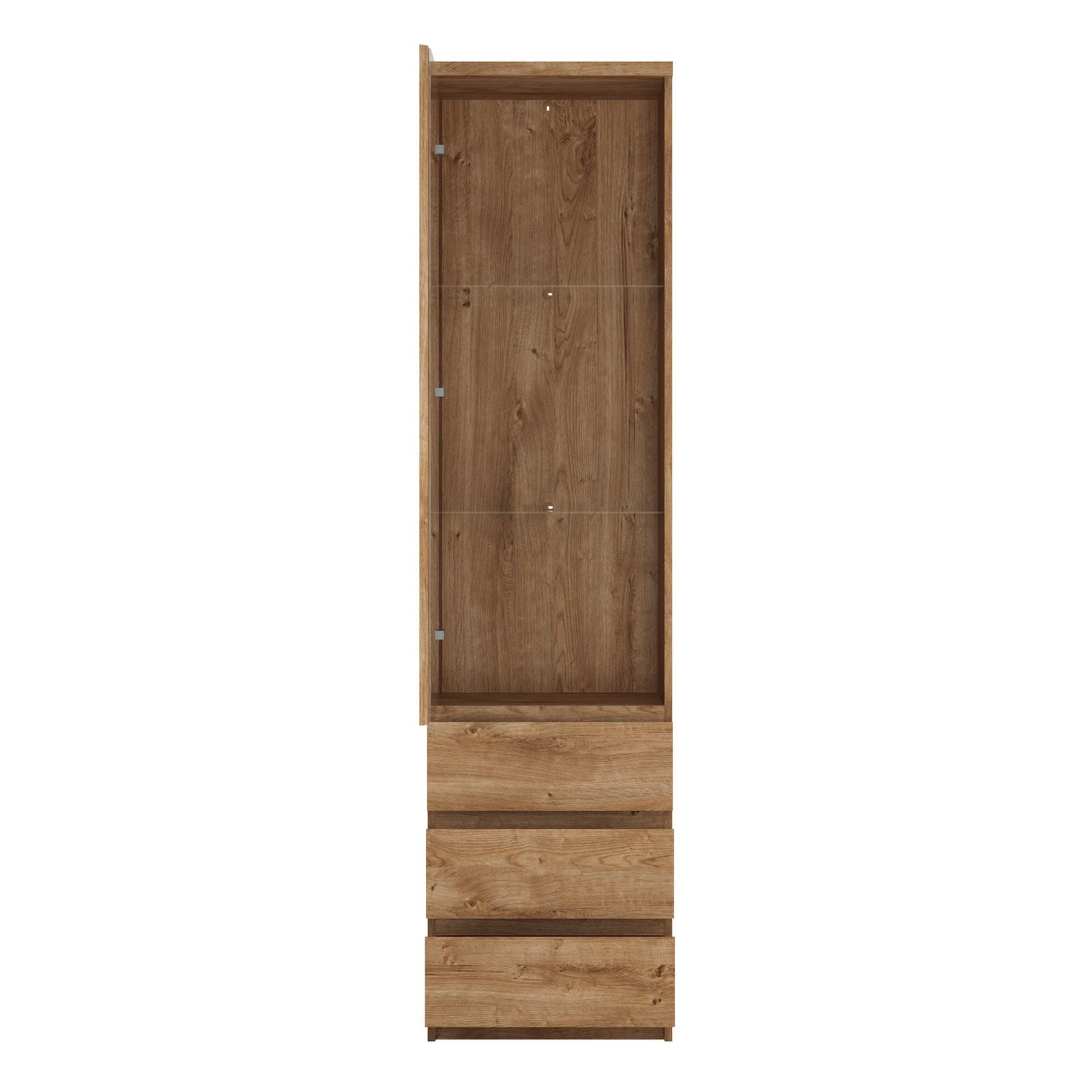 Fribo Tall narrow 1 Door & 3 Drawer Glazed Display Cabinet