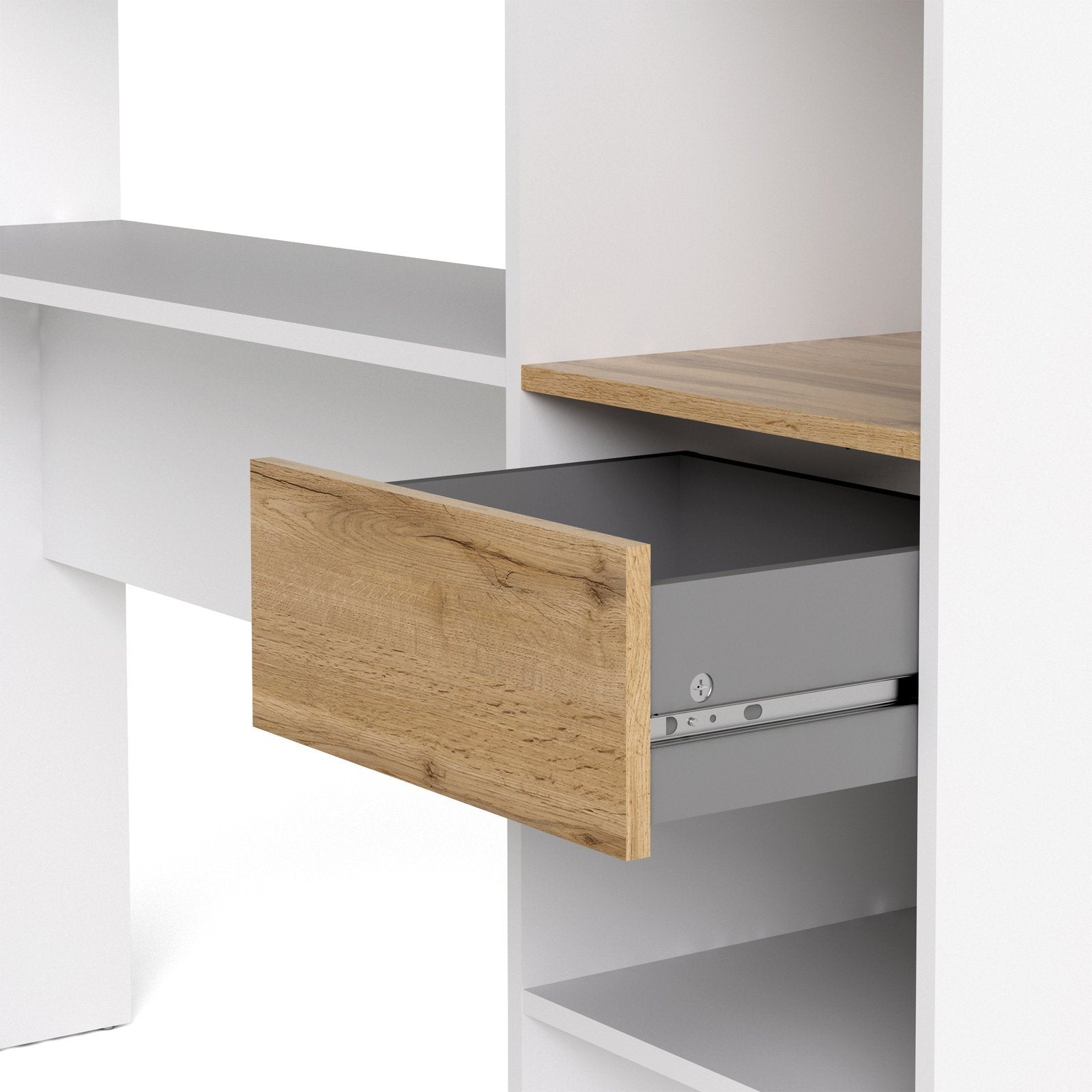 Function Plus Multi Desk in White and Wotan Light Oak