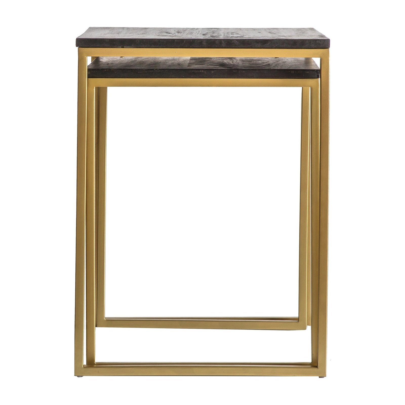 Gosford Nesting Tables Set of 2 - Metal Legs & Wooden Top - Minimalistic Industrial Design