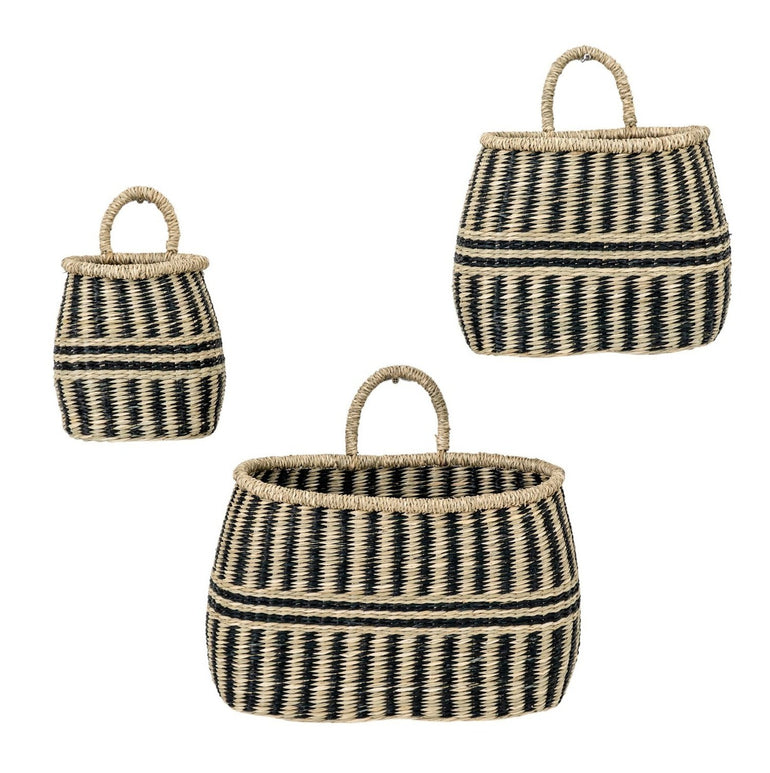 Handcrafted Seagrass Wall Baskets Set of 3 - Storage & Display Solution