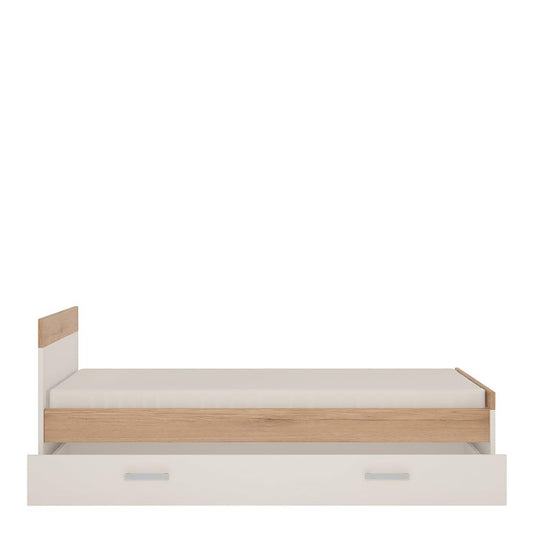 4Kids Single Bed with under Drawer in Light Oak and High Gloss White