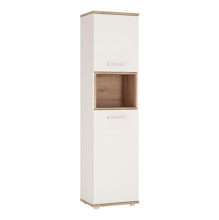 4Kids Tall 2 Door Cabinet in Light Oak and High Gloss White