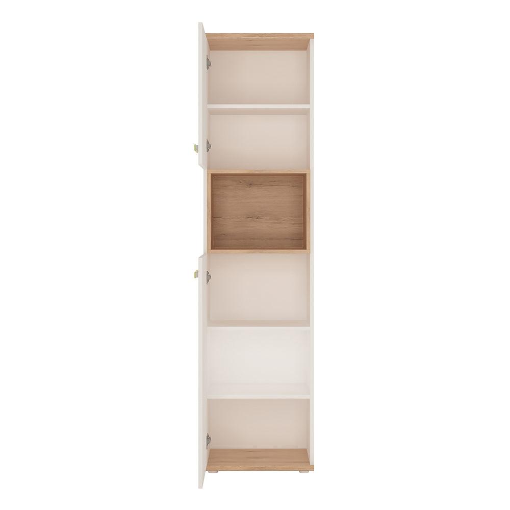 4Kids Tall 2 Door Cabinet in Light Oak and High Gloss White